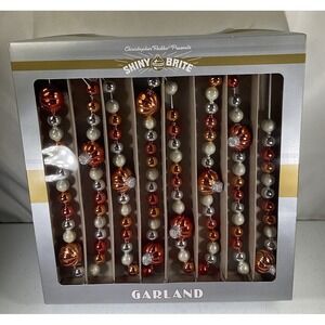Christopher Radko Shiny Brite Glass Garland Pumpkins Thanksgiving Gold  Fall